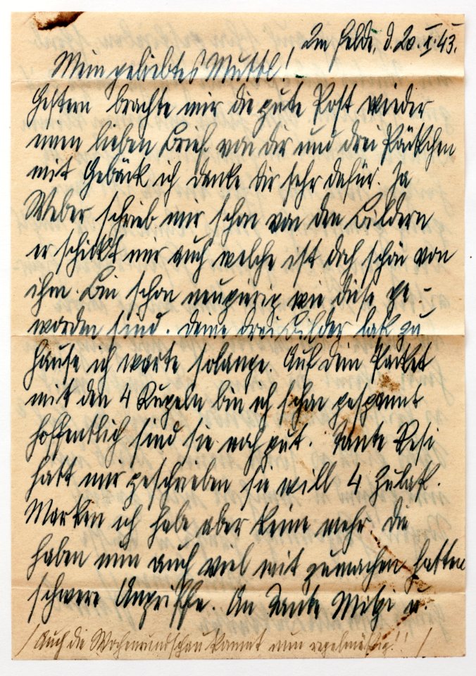 Feldpost von Hans 1943-10-20 2