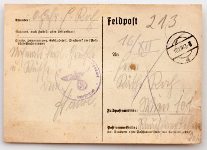 Feldpost von Hans 1943-12-09 1