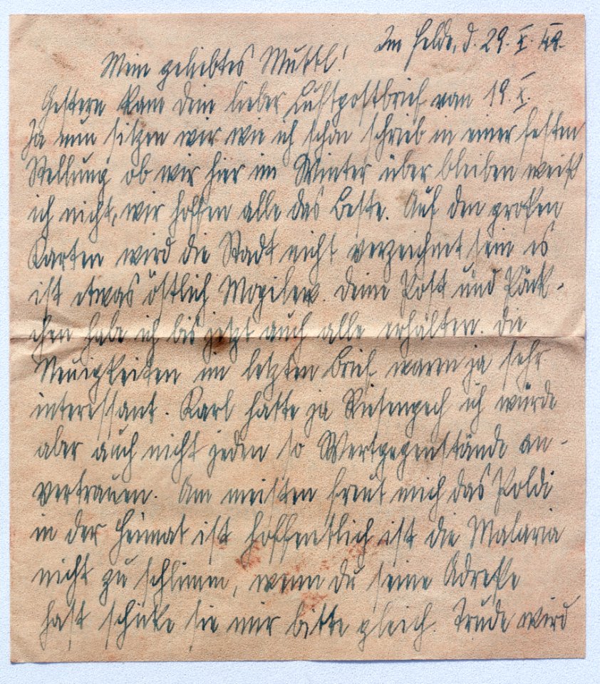 Feldpost von Hans 1943-10-29 2