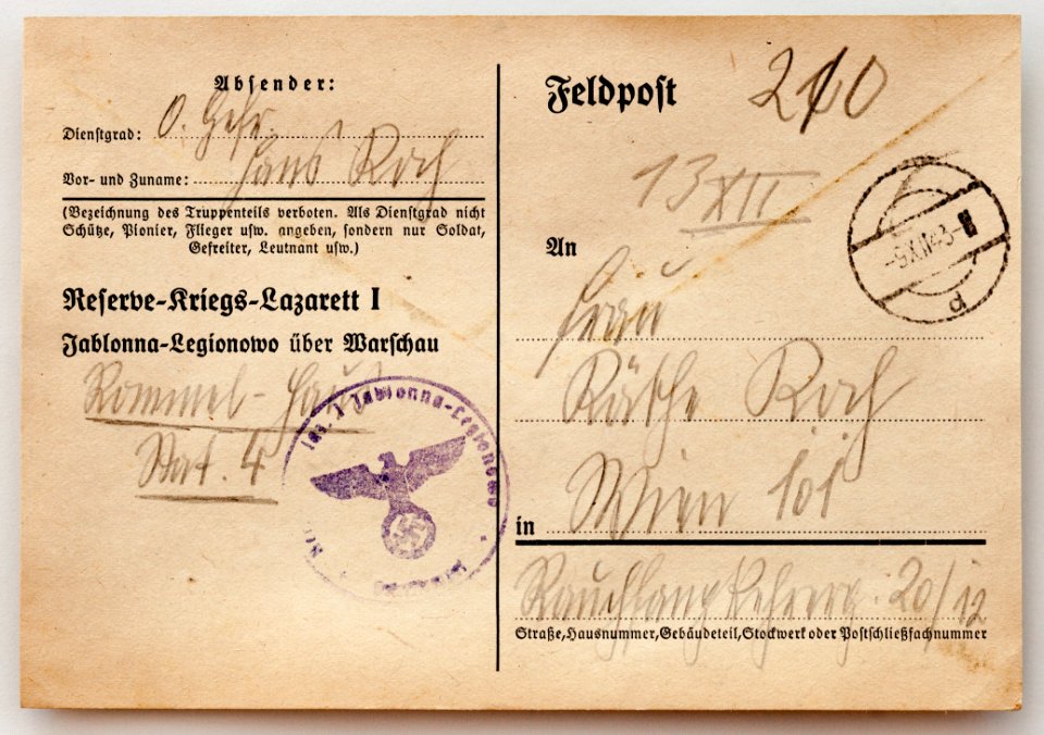 Feldpost von Hans 1943-12-09d 1