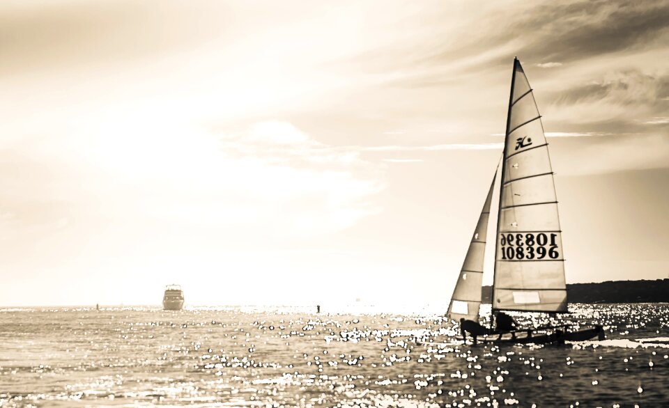 Black and white sea boat