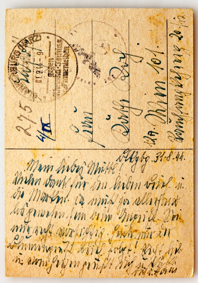 Feldpost von Hans 1944-08-31d 2