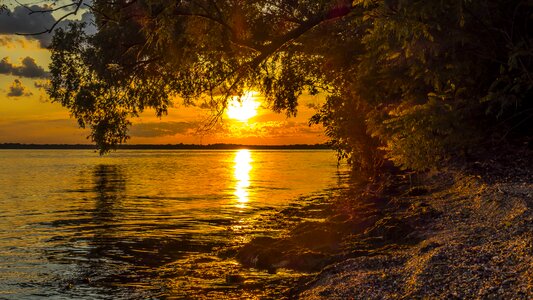 Sunset reflection sun