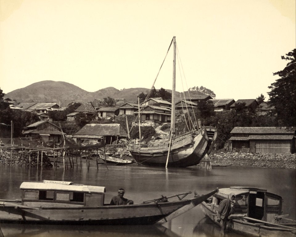 Felice Beato (British, born Italy - (Boats in River, Nagaski) - Google Art Project
