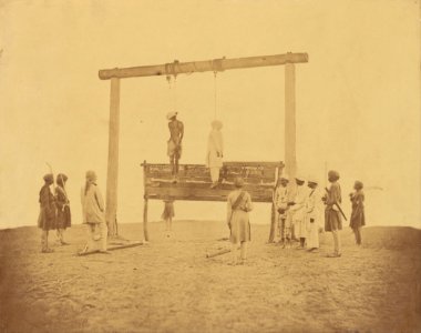Felice Beato (British, born Italy - (Retribution, Hanging Mutineers) - Google Art Project