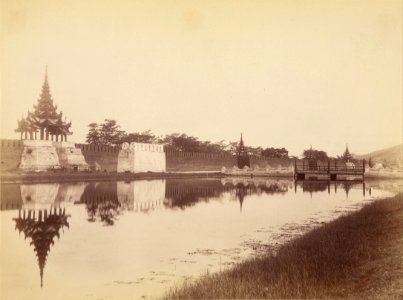 Felice Beato (British, born Italy - East Wall of the City with Moat and Bridge, Mandalay - Google Art Project