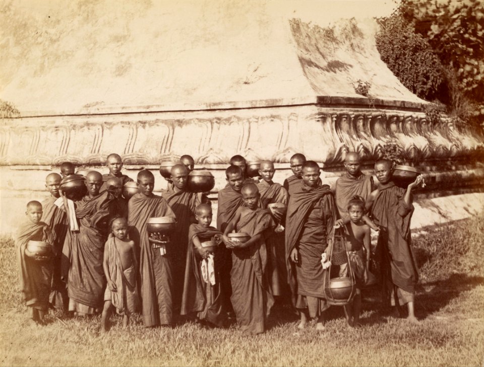 Felice Beato (British, born Italy - Returning to Their Monastery - Burmese Priests after Begging Their Daily Food - Google Art Project