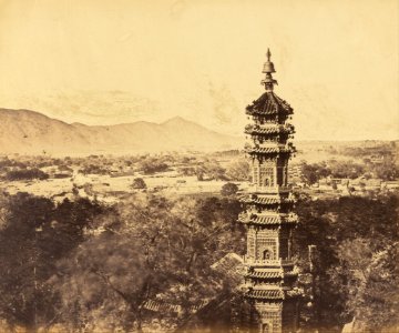 Felice Beato (British, born Italy - (View of the Summer Palace. Yuan Ming Yuan Pagoda. Before the Burning, Pekin, October 18, 1860) - Google Art Project