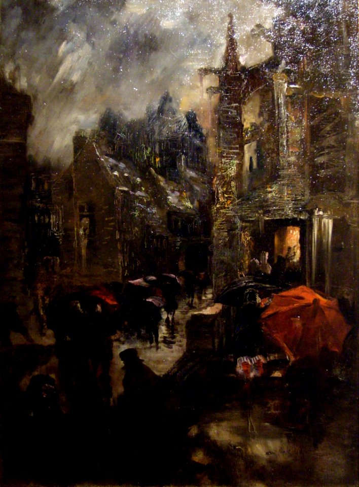 Felix Buhot, Nocturne à l'entrée de l'église de Valognes