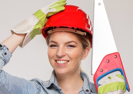Work clothes construction helmet female photo