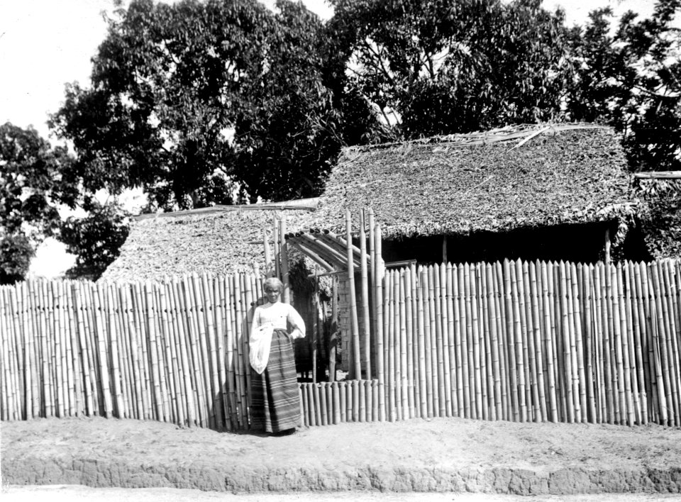 Fenerive, ö. Madagaskar. Typiskt staket med port av bambu - SMVK - 001655
