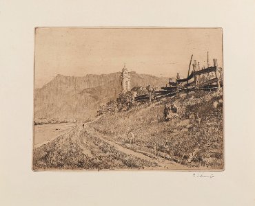 Ferdinand Schmutzer Blick auf die Kirche von Dürnstein