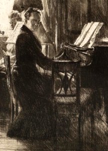 Ferdinand Schmutzer Joseph Joachim und Exzellenz von Keudell (cropped)