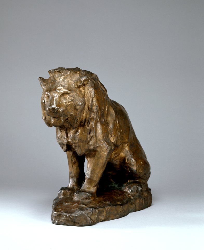 Ferdinand Barbedienne - Sketch for Seated Lion - Walters 27446 - Three Quarter