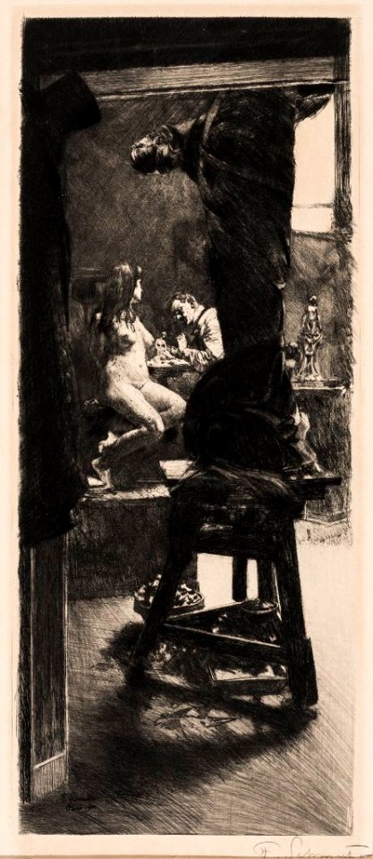 Ferdinand Schmutzer Akt im Atelier