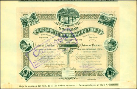 Ferro Carriles de Montana a Grandes Pendientes 1891