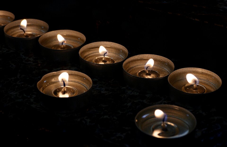 Wax church burning tea lights
