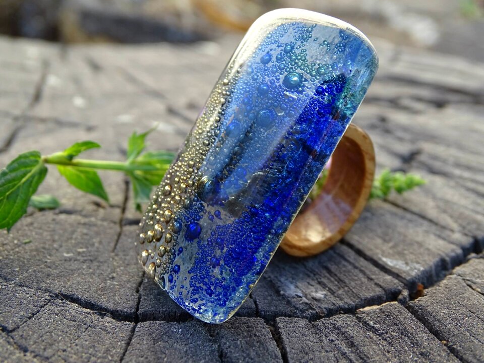 One of a kind ring blue aquamarine