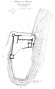 Fig 113, castello di barengo, planimetria generale, p200, dis nigra, gen 1937, nigra il novarese
