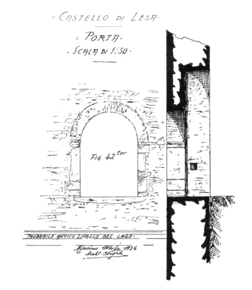 Fig 42ter, castello di lesa, porta, p154, dis nigra, ott 1936, nigra il novarese