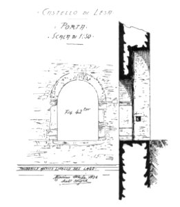 Fig 42ter, castello di lesa, porta, p154, dis nigra, ott 1936, nigra il novarese