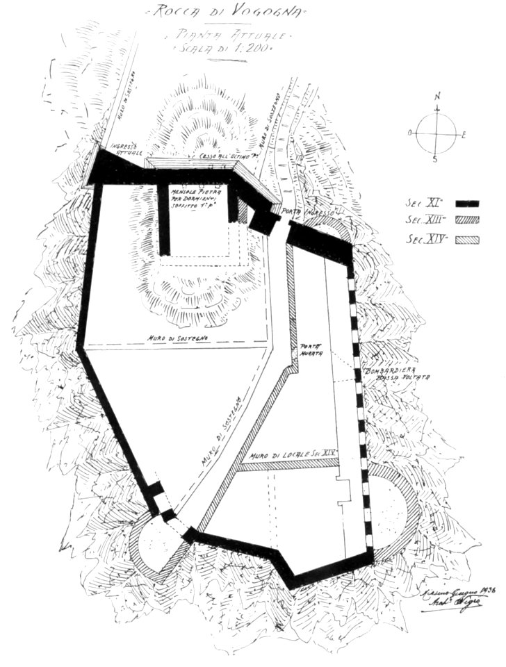 Fig 46, rocca di vogogna, pianta attuale, p156, dis nigra, nigra il novarese