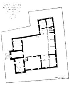 Fig 152, castello di caltignaga, pianta all inizio del sec XVI, p228, dis Nigra, lug 1937, nigra il novarese
