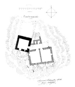 Fig 24, casa forte di pontemaglio, pianta pianterreno, p141, dis nigra, sett 1936, nigra il novarese
