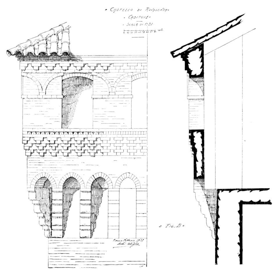 Fig B dis nigra, p127, caditoie castello di rovasenda feb 1937 nigra il novarese