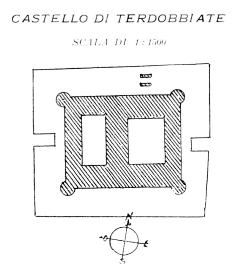 Fig 160, castello di terdobbiate, pianta, p234, dis Nigra, nigra il novarese