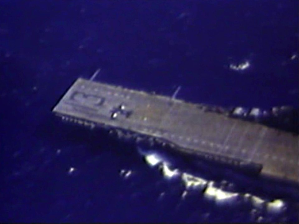 Fighter taking off from USS Franklin (CV-13) in 1945