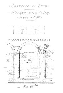 Fig 42bis, castello di lesa, interno della cinta, p154, dis nigra, ott 1936, nigra il novarese