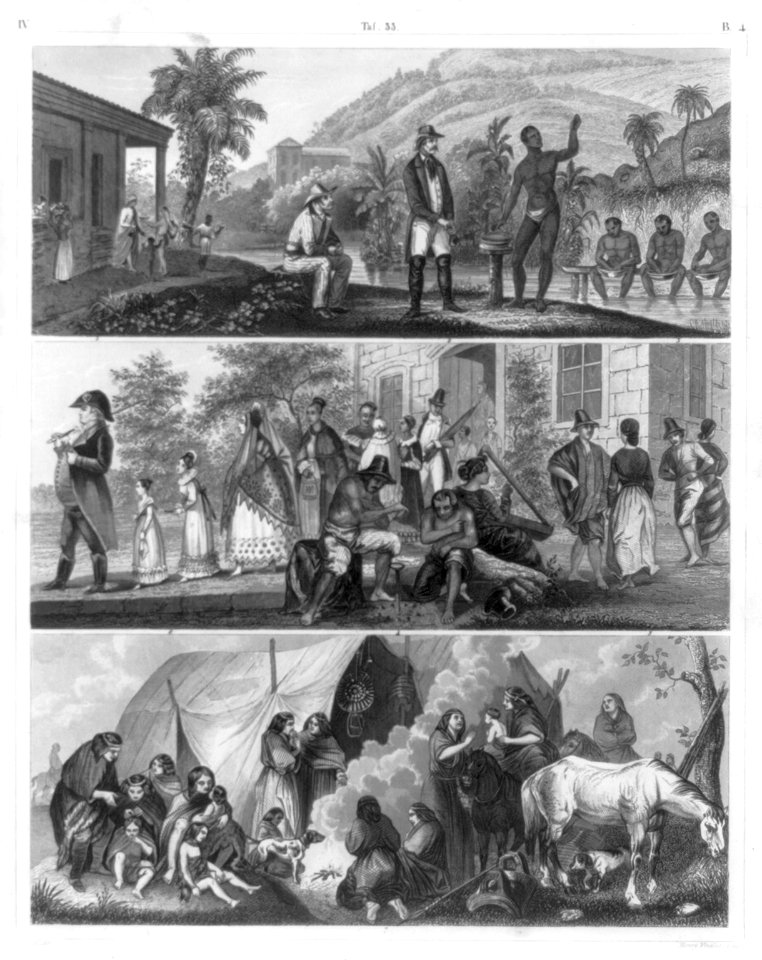 Fig. 1 Brazilian plantation; fig. 2, 3 Diamond washing; fig. 4, 5 Brazilian sports; fig. 6, Brazilian planter's family walking to mass; fig. 7 Patagonian camp LCCN2006679891