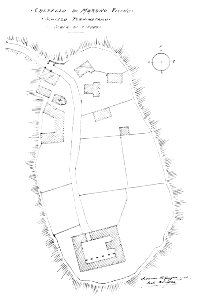 Fig 159, castello di marano ticino, schizzo planimetrico, p233, dis Nigra, nigra il novarese