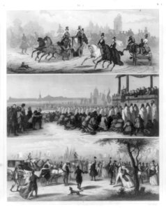 Fig. 1 Grand promenade in Elysian Fields, Paris; fig. 2 Festival (religious) at St. Petersburg; fig. 3 Public meeting in England LCCN2006679889