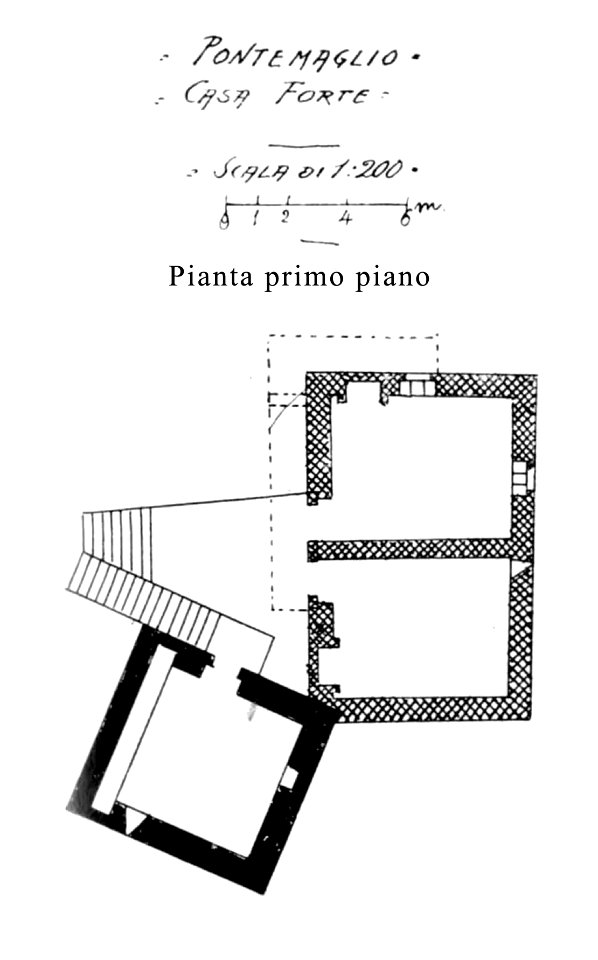 Fig 23, casa forte di pontemaglio, prospetto a levante, p140, dis nigra, nigra il novarese