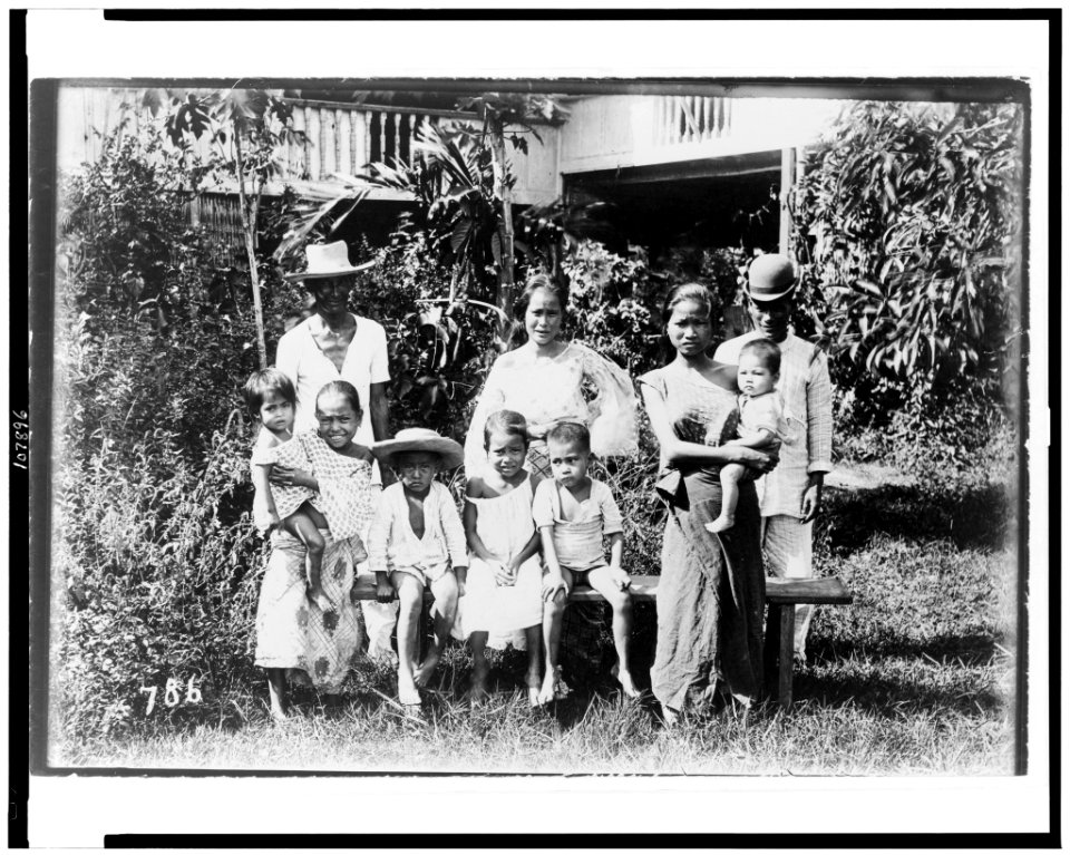 Filipino family, ten people, posed, on lawn LCCN93506800