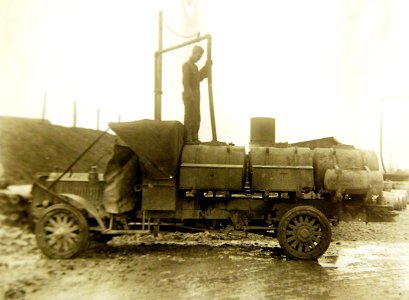 Filling a truck with gasoline, Gondrecourt (Meuse), France, 1918 (31479243533) photo
