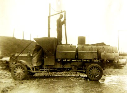 Filling a truck with gasoline, Gondrecourt (Meuse), France, 1918 (31479243533)