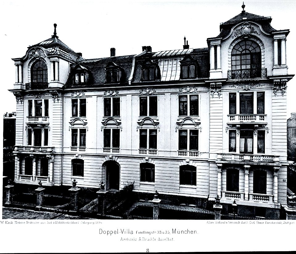 Doppelvilla Findlingsstr. 33 u. 35, München, Architekt A. Brüchle aus München, Tafel 8, Kick Jahrgang I