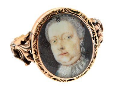 Fingerring av guld med miniatyrporträtt, 1700-tal - Hallwylska museet - 110236