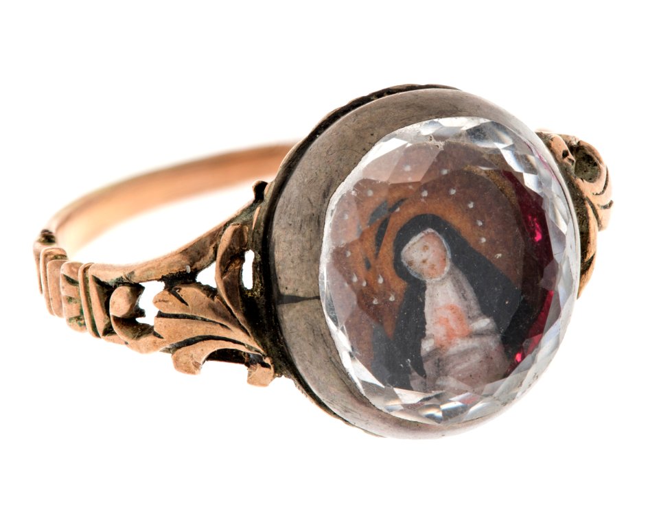 Fingerring av guld med miniatyrmålning, 1700-tal - Hallwylska museet - 110249
