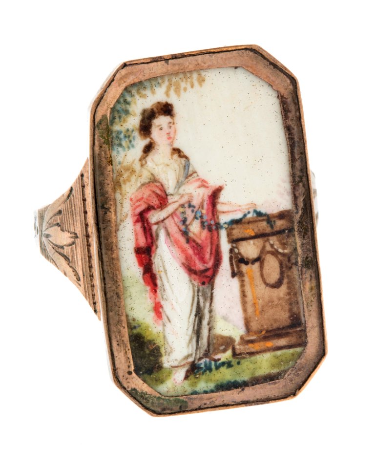 Fingerring av guld med miniatyrmålning i empirstil - Hallwylska museet - 110231