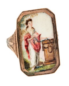 Fingerring av guld med miniatyrmålning i empirstil - Hallwylska museet - 110231