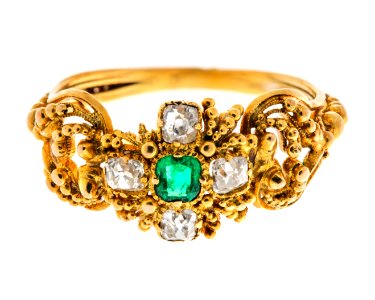 Fingerring av guld med smaragd och briljanter, 1830-tal - Hallwylska museet - 110178