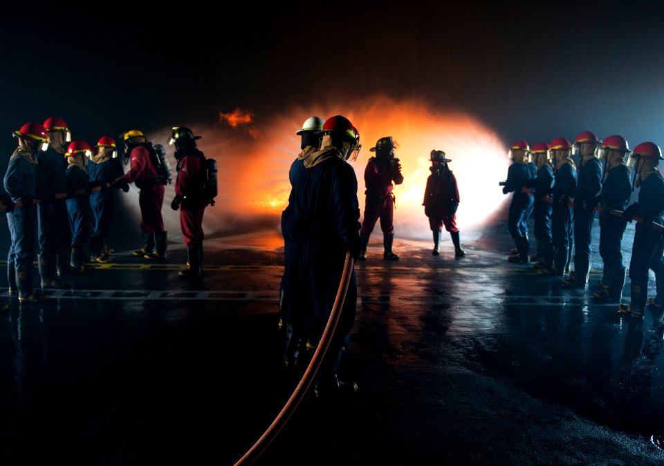 Firefighting evolution at Joint Base Pearl Harbor-Hickam 150317-N-WF272-216