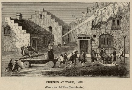 Firemen at work, 1733 (From an old Fire Certificate) LCCN2002709179