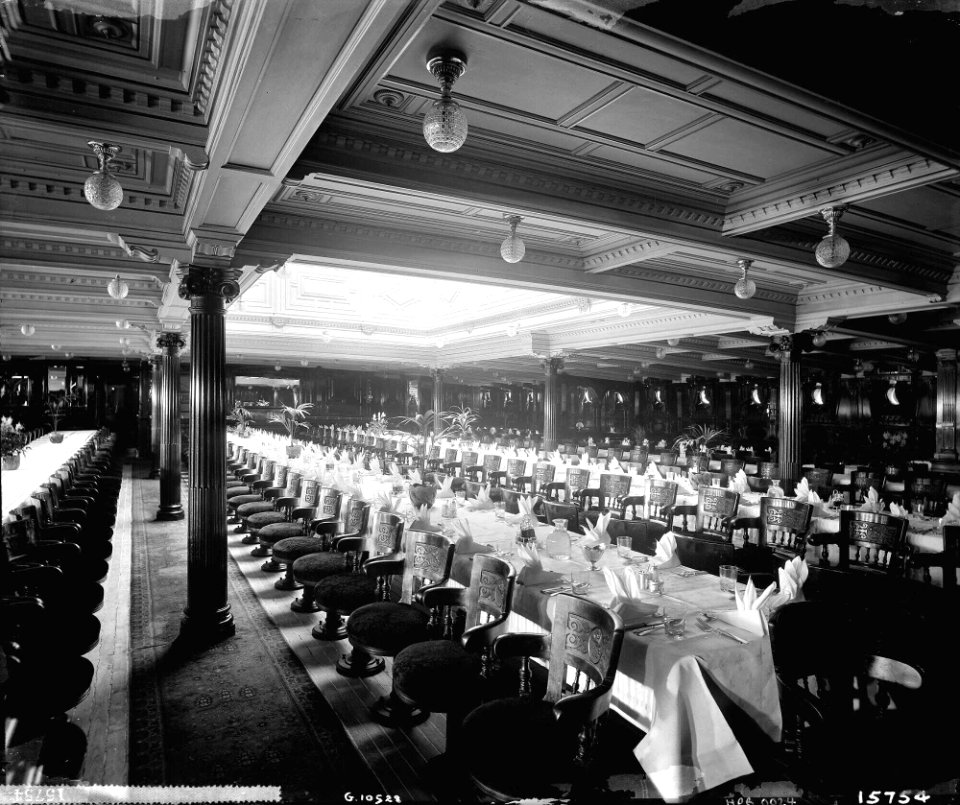 First Class Dining Saloon on the 'Lucania' (1893) RMG G10528