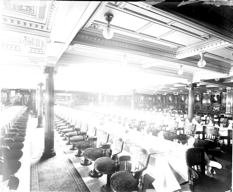First Class Dining Saloon on the 'Lucania' (1893) RMG D2147