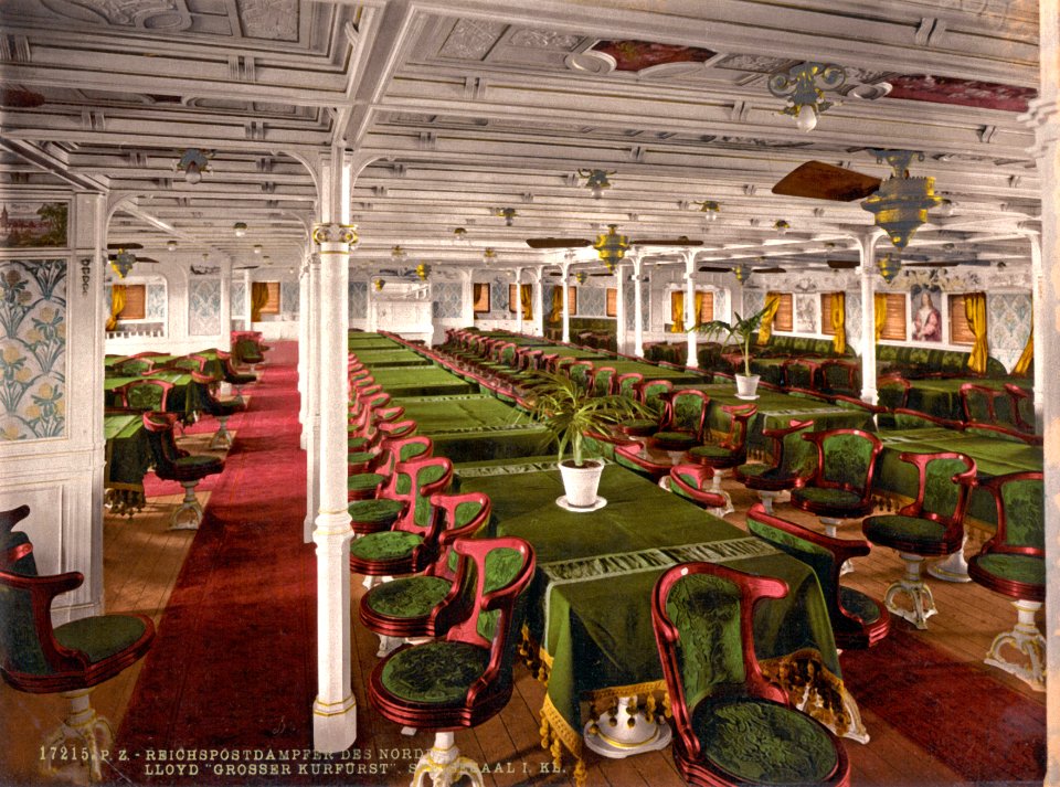 First class dining room of SS Grosser Kurfürst